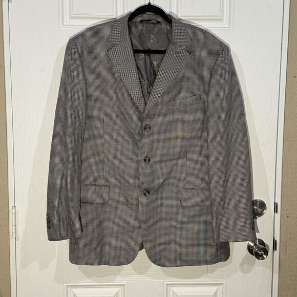 Pronto Moda Men Wool Cashmere Lana Lux Sports Coat Sz 44R Black Grey - Picture 1 of 12